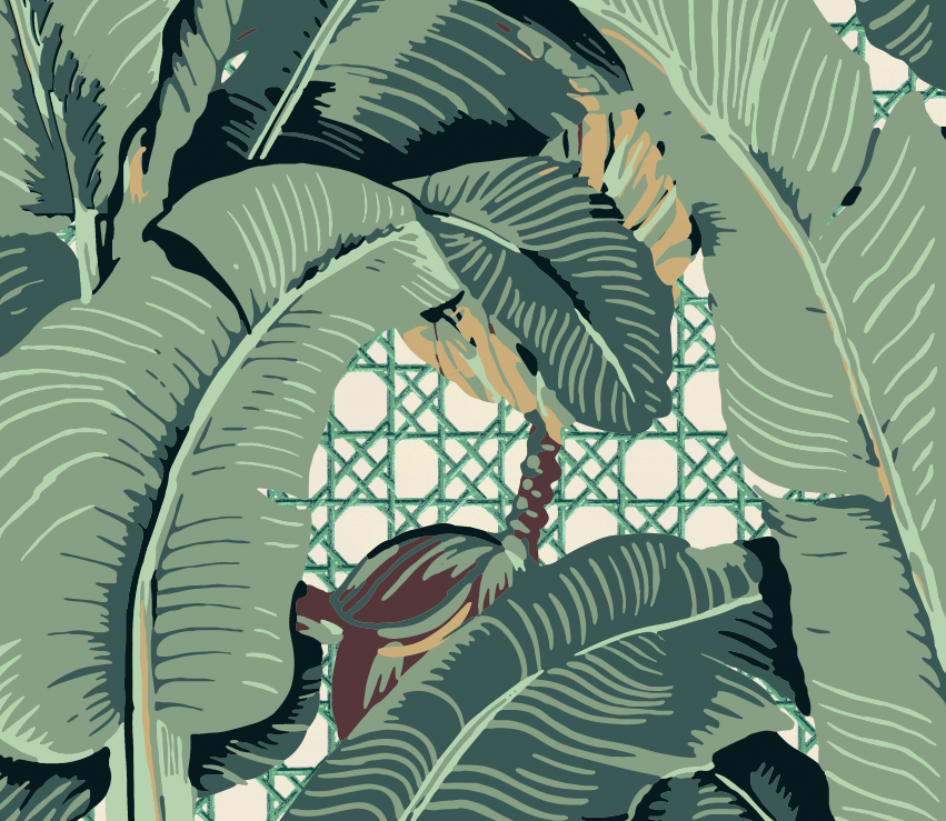 The Iconic Beverly Hills™ Banana Leaf Wallpaper - Loma Vista Lattice