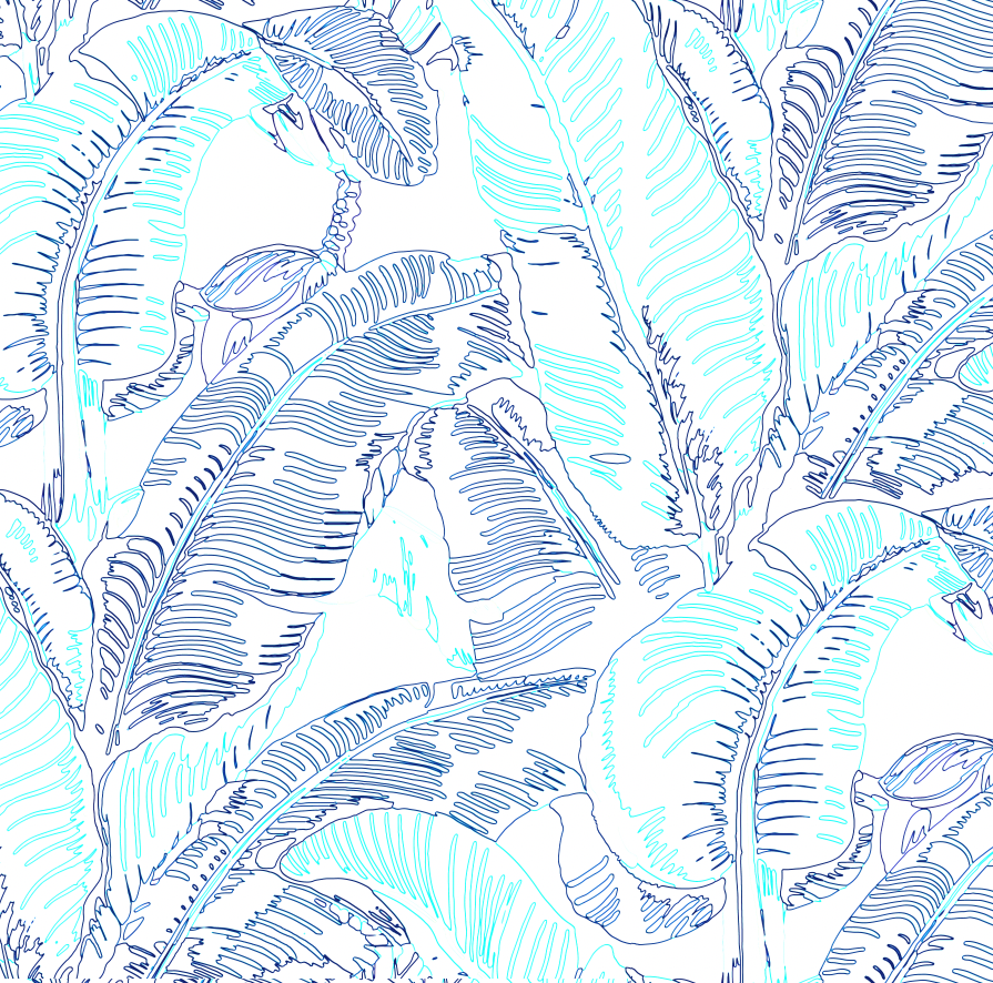 The Iconic Beverly Hills™ Banana Leaf Wallpaper - Stenciled Bedford Blue