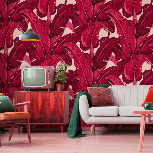 The Iconic Beverly Hills™ Banana Leaf Wallpaper - Margot Magenta